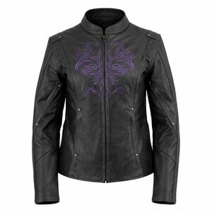Milwaukee Leather Jacket and Chaps SET for Women Black and Purple 3XS & M